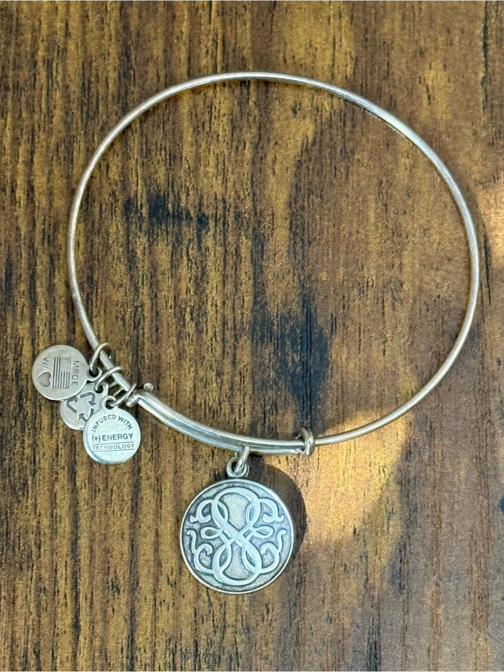Alex and Ani Celtic Knot Bangle Bracelet Silver Rafaelian Expandable